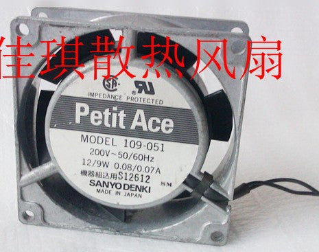 Sanyo 109-051 200V 0.08/0.07A 12/9W 2wires Cooling Fan Sanyo 109-051 200V 0.08/0.07A 12/9W 2wires Cooling Fan